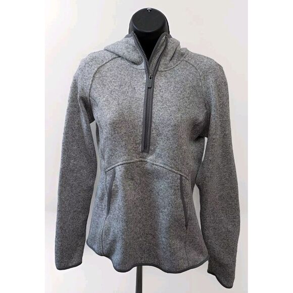 lululemon athletica Tops - Lululemon Fleece and Thank You Half Zip Pullover Hoodie Heathered Grey Size 6